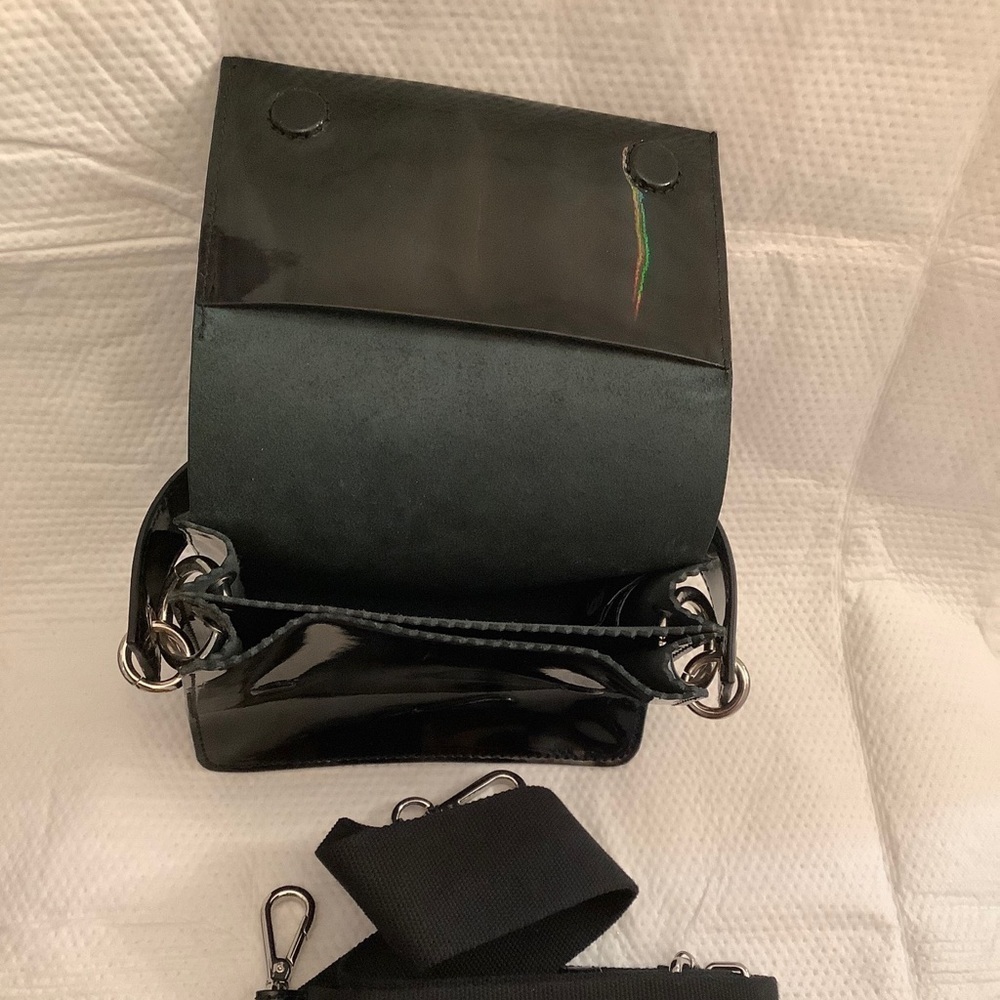 KARA Black Shiny Patent Leather Small Purse Crossbody Bag NWOT - Picture 9 of 13